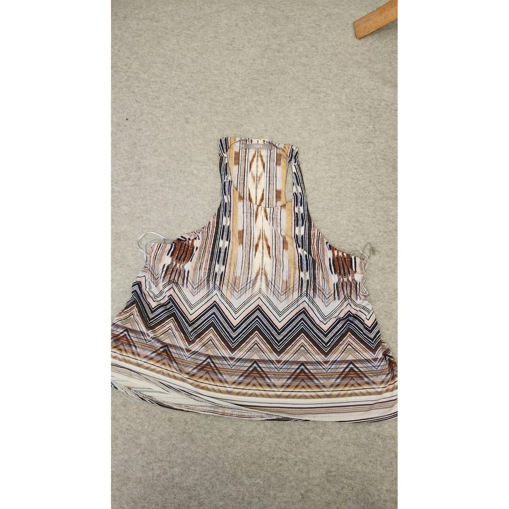Tart Collections Tank Top Womens Small Chevron Ruched Sides Multi T6A0F669
